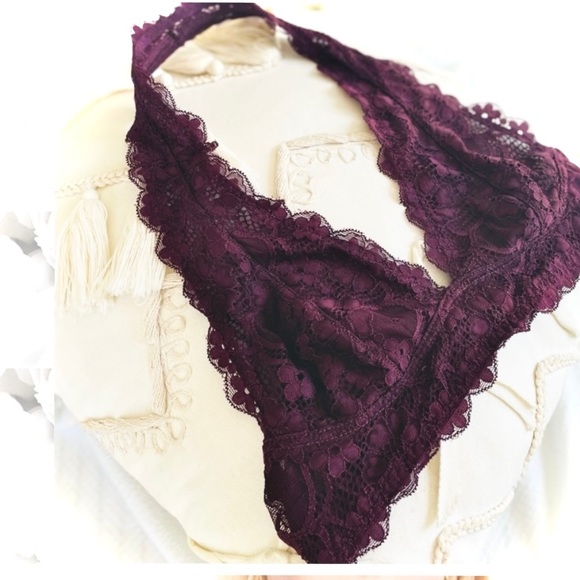 FREE PEOPLESLot of 2 Lace Maroon Burgundy Bralette Tan Strapless Bandeaus